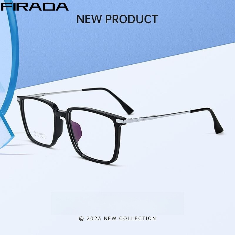 FIRADA Fashion Transparent Eyeglasses Women Retro Large Size Square TR90 Glasses Optical Prescription Eyewear Frame For Men 5042 ราคา 172 บาท*ส่งฟรี
