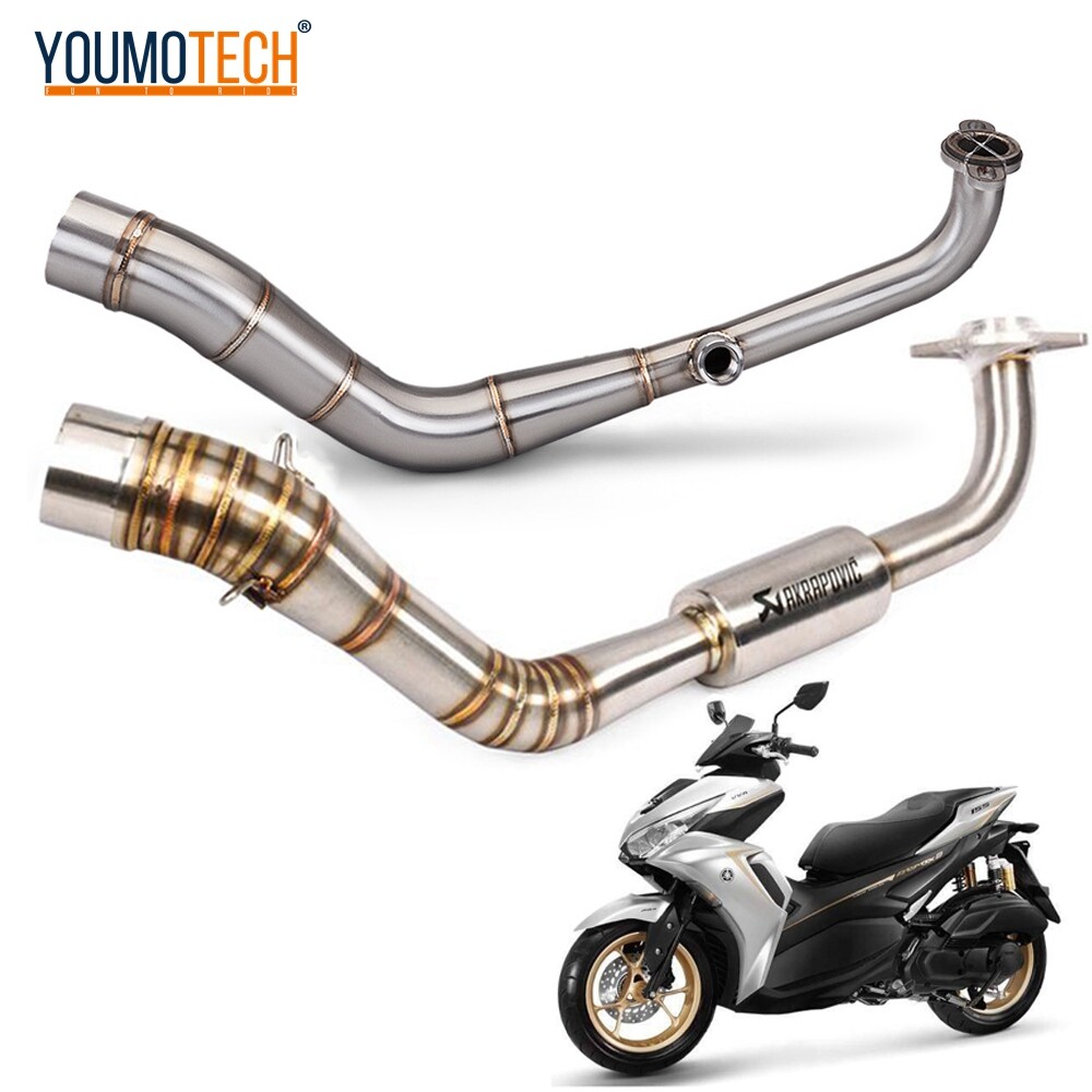 Hệ thống ống xả dành cho xe máy Trượt đầu ống giữa ở khuỷu tay với bộ cộng hưởng cho YAMAHA NVX 155 125 NVX155 AEROX155 SLIP-ON Không có Bộ giảm âm Nmax 2019-2021 Aerox 155 Nmax V2