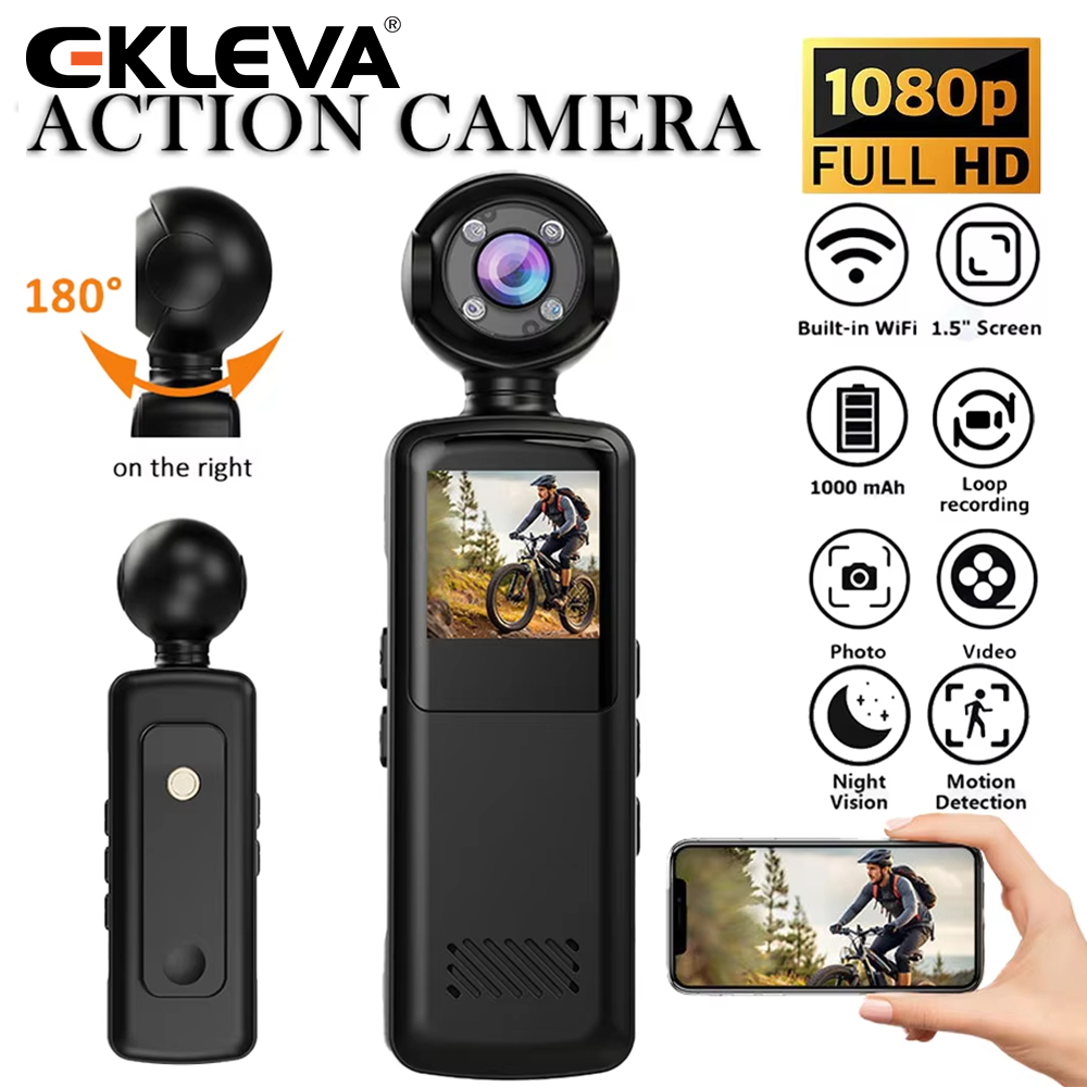 EKLEVA High-definition Portable Cycling Sports Camera with Screen Night Vision and Anti Shake Cycling Recorder Handheld Recording ราคา 996 บาท*ส่งฟรี