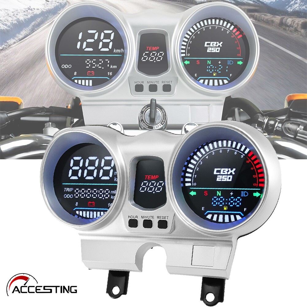 LED Digital 12V Motorcycle Speedometer Gauge Tachometer Odometer Waterproof Dashboard For Honda CBX250 CBF250 Twister 2001-2008 ราคา 1,479 บาท*ส่งฟรี