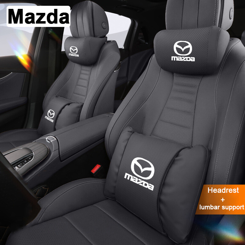 Luxury Nappa Leather Car Seat Headrest Universal Car Interior Seat Protect Neck Pillow Soft and Fluffy For Mazda 6 3 5 2 CX5 CX7 323 Demio Axela Atenza CX9 MX3 MX5 BT50 ราคา 376 บาท*ส่งฟรี