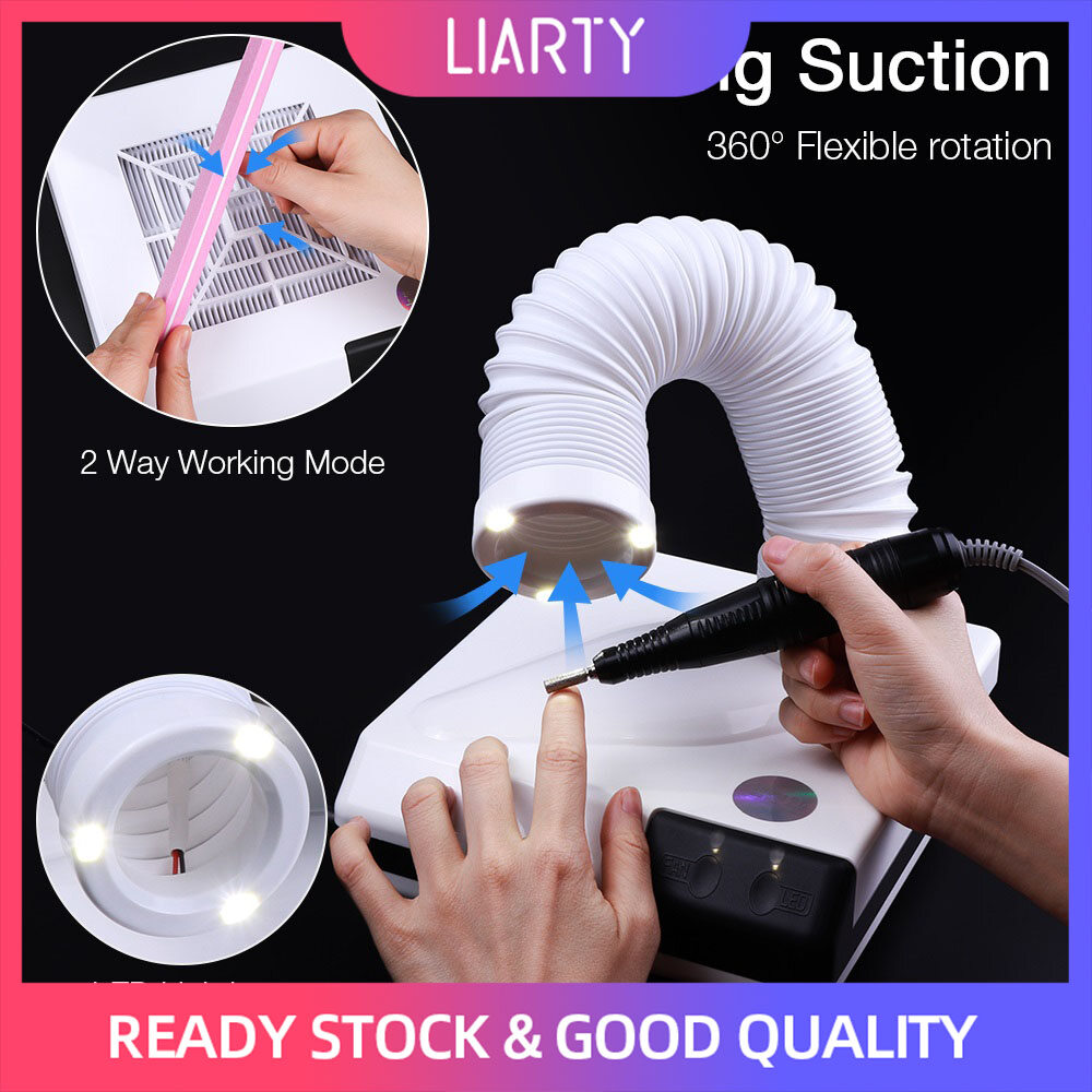 Gambar Liarty 60W Double Use Strong Nail Dust Collector Suction Dust Cleaner Retractable Elbow Design Fan Nail Vacuum Cleaner Manicure Machine