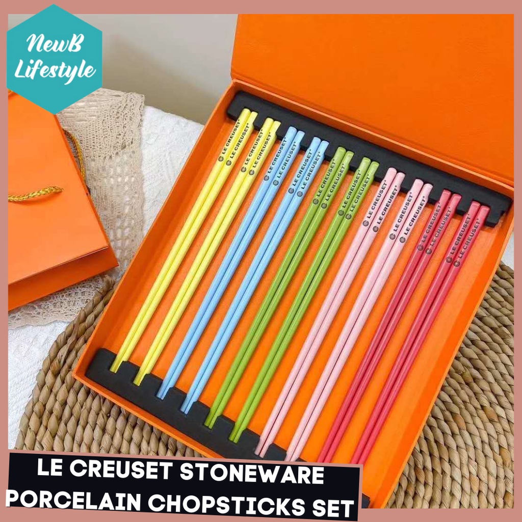 Gambar Le Creuset Stoneware Porcelain Stoneware Rainbowl Multi Color series of 10 pairs Chopsticks Set?Le Creuset Cool color multicolor ceramic gift tableware chopsticks chopsticks color environmental protection????penyepit cina