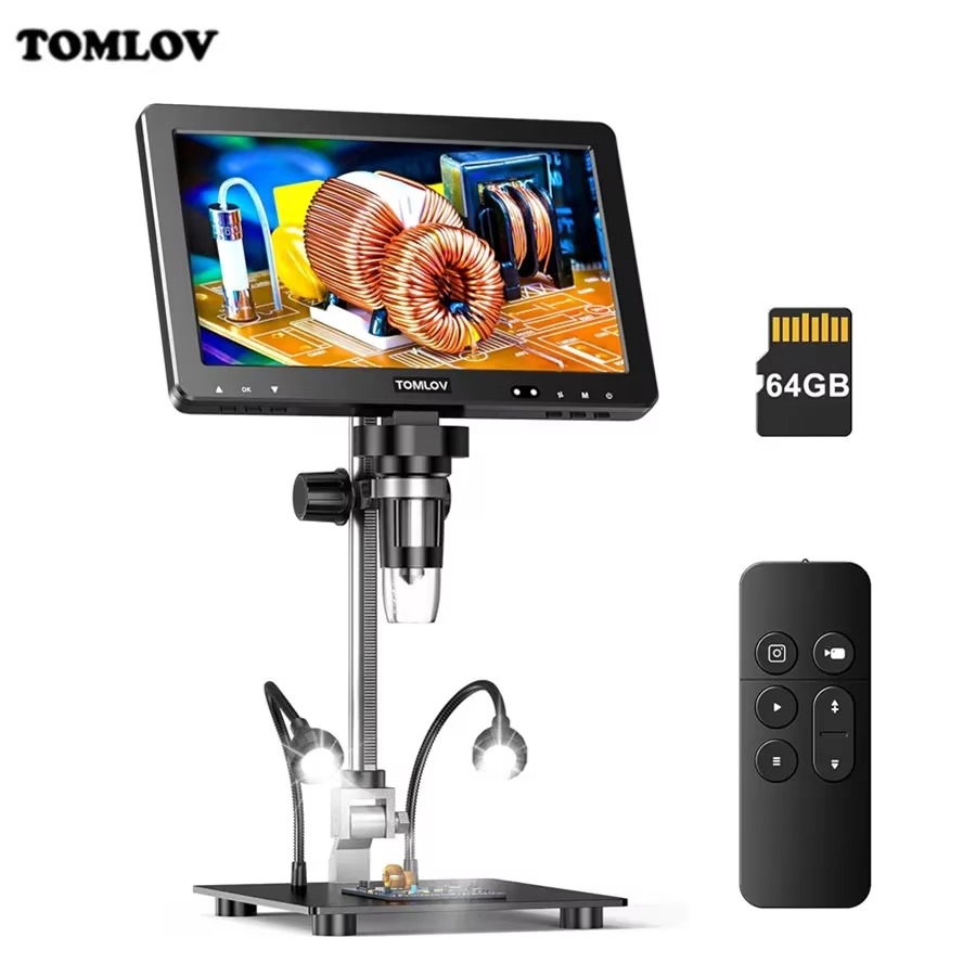 TOMLOV DM9 Max 10.1" HD IPS HDMI Digital Microscope 1500X 20MP Coin Microscopio Magnifier Soldering Microscopes For Repairing ราคา 3,999 บาท*ส่งฟรี
