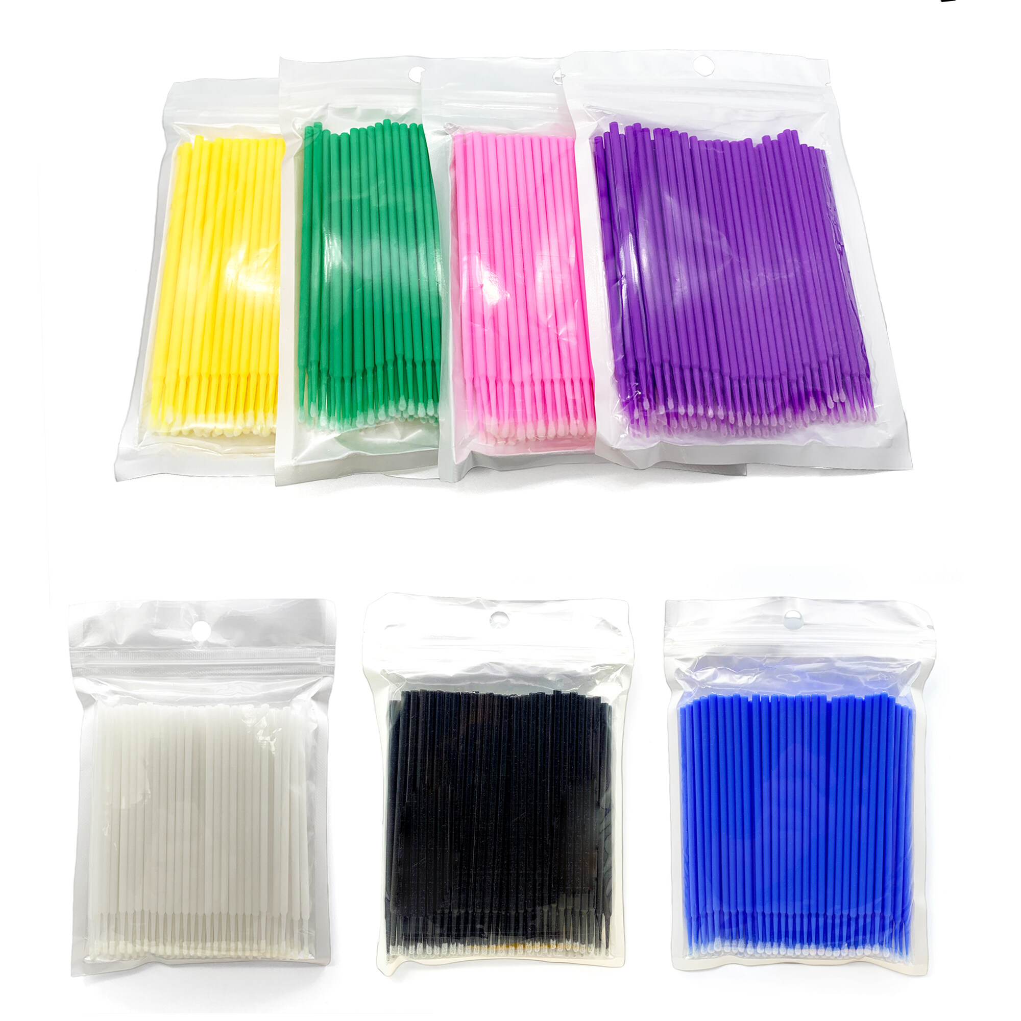 100PCS Disposable Colorful Cotton Swabs MicroBrush Eyelashes Extension