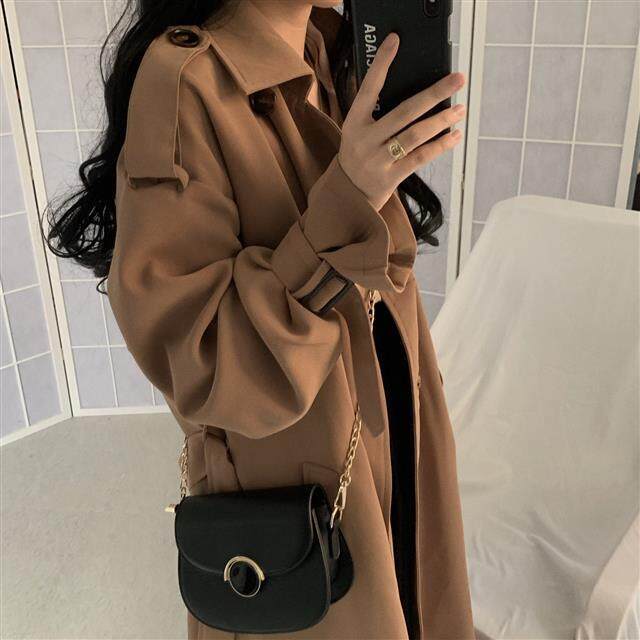 Windbreaker women's spring and autumn new 2021 Korean version mid-length small British style autumn and winter Hong Kong style over-the-knee coat