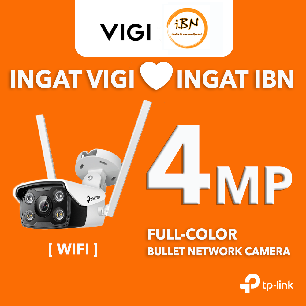 TP-Link VIGI C340-W 4MP Full-Color Outdoor Bullet Camera with WiFi & PoE | Human & Vehicle Detection Harga 249 Ringgit*Penghantaran Percuma
