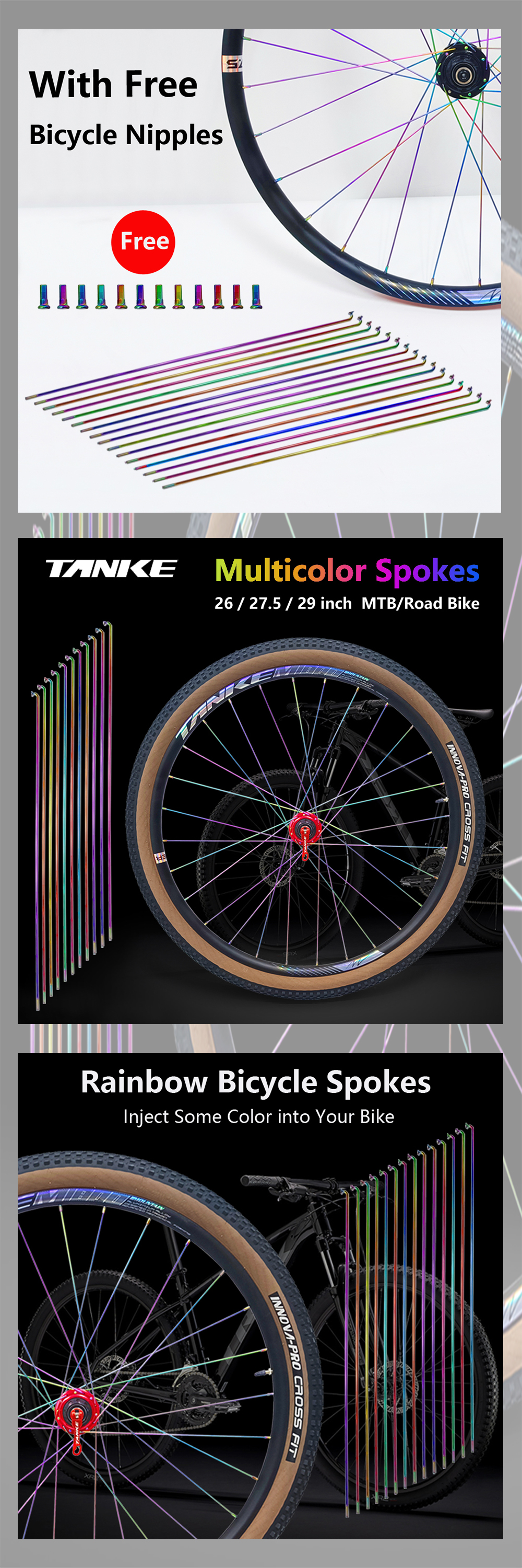 Rainbow Mtb Spokes 29er Rainbow Mtb Spoke Spin Brightz (Color-Morphing)