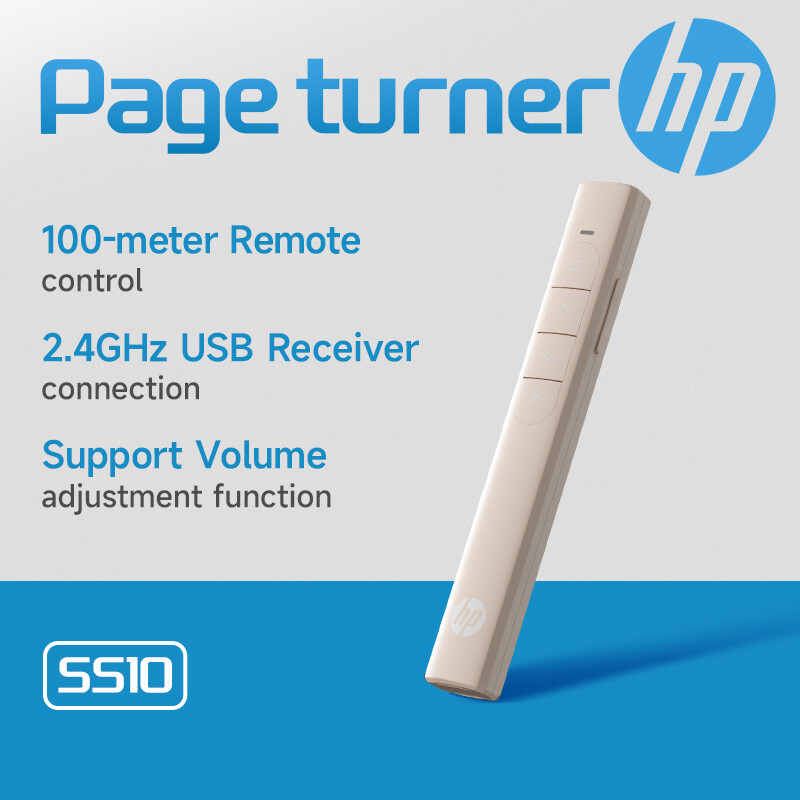 HP Laser Pointer - 100-meter Remote Control Support Volume Adjustment Function 2.4GHz USB Receiver Connection Page-turning Pen SS10 ราคา 296 บาท*ส่งฟรี
