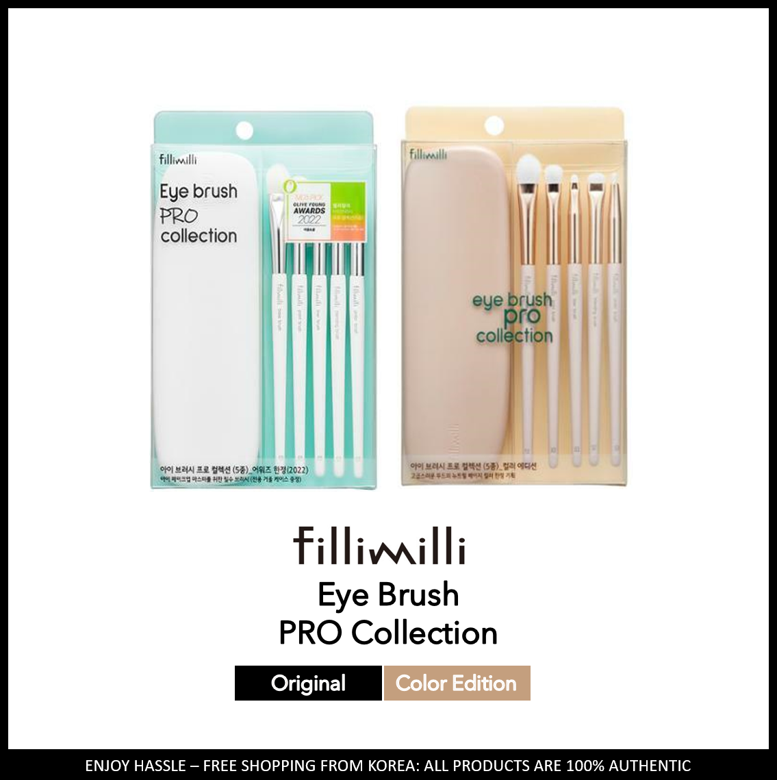 Fillimilli cọ đánh mắt Bộ sưu tập chuyên nghiệp 5 loại