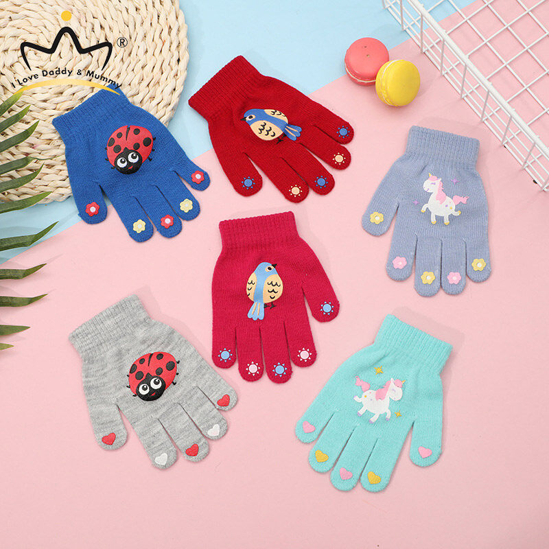 Găng Tay Dệt Kim Sọc Mùa Đông Cho Bé Găng Tay Giữ Ấm Trẻ Em Nhiều Màu Sắc Ấm Áp Đàn Hồi Cho Bé Trai Bé Gái Gloves3-8 Tuổi