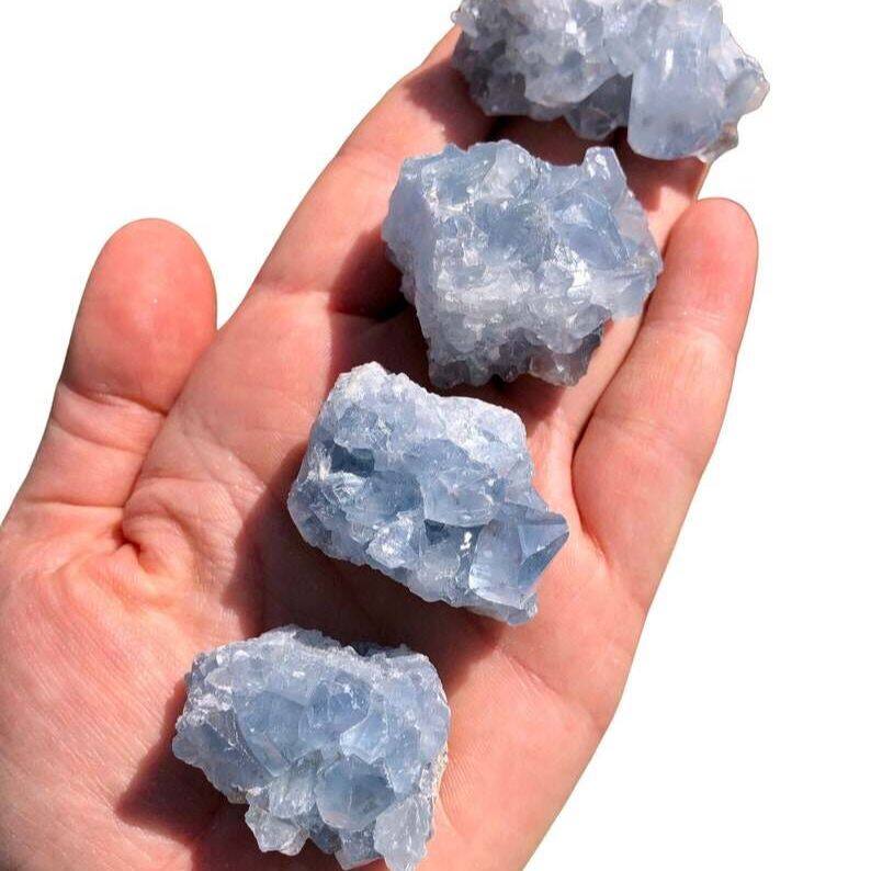 Cụm celestite thô -geode celestite màu xanh-Cụm celestite-Tinh thể chữa bệnh và đá-Tinh thể celestite