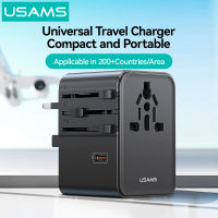 USAMS 70W 5 Ports Universal Travel Adapter Power Adapter PD17W/25W Fast Charge With UK/US/EU/AU/CN Plug Worldwide Travel Plug Multi Charging Ports International Wall Adapter & Universal AC Socket for Travelling over 200 countries