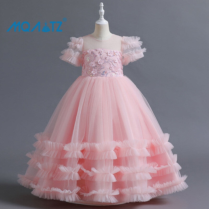 MQATZ Đầm Hoa Cho Bé Gái ĐầM Dạ HộI Dài Ren Công Chúa Cho Trẻ Em Đầm Dự