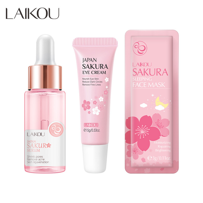 Laikou sakura serum dưỡng ẩm cho da mụn trứng cá 3 sản phẩm chăm sóc da