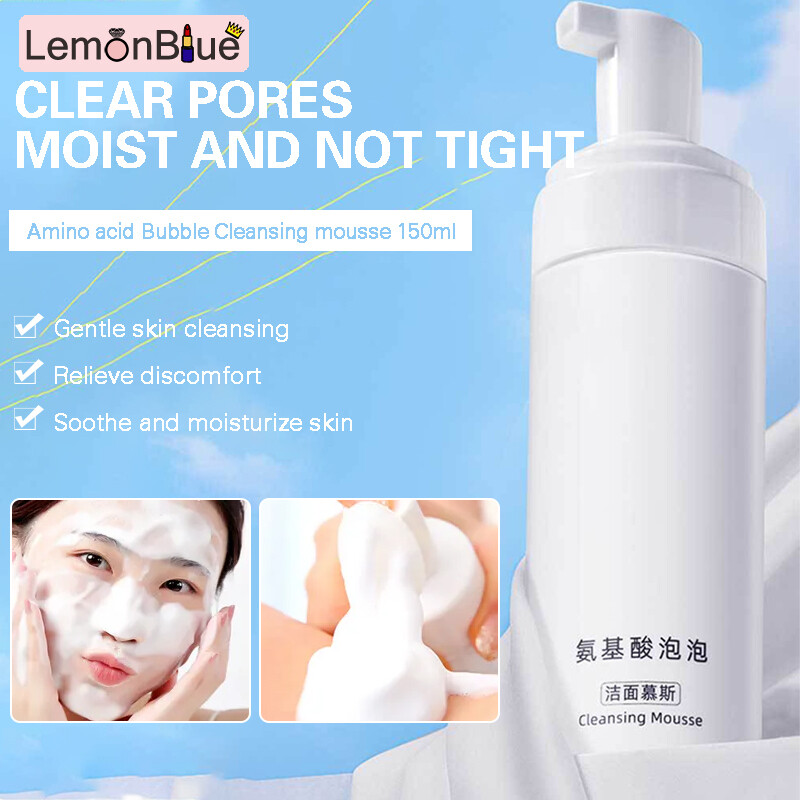 Gambar LemonBlue 150ML Amino Acid Facial Foam Cleanser Gentle Moisturizing Cleansing Mousse Gentle Moisturizing Shrinking Pores Cleansing Mousse Easy to Clean Amino Acid Facial Foam Cleanser Women Men