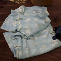 Cocoepps màu xanh nhỏ tươi Retro Cộng Hòa Phong cách Trung Quốc cổ xưa cô gái truyền thống Sườn Xám Cách Tân Phong cách Trung Quốc 2023 mùa hè