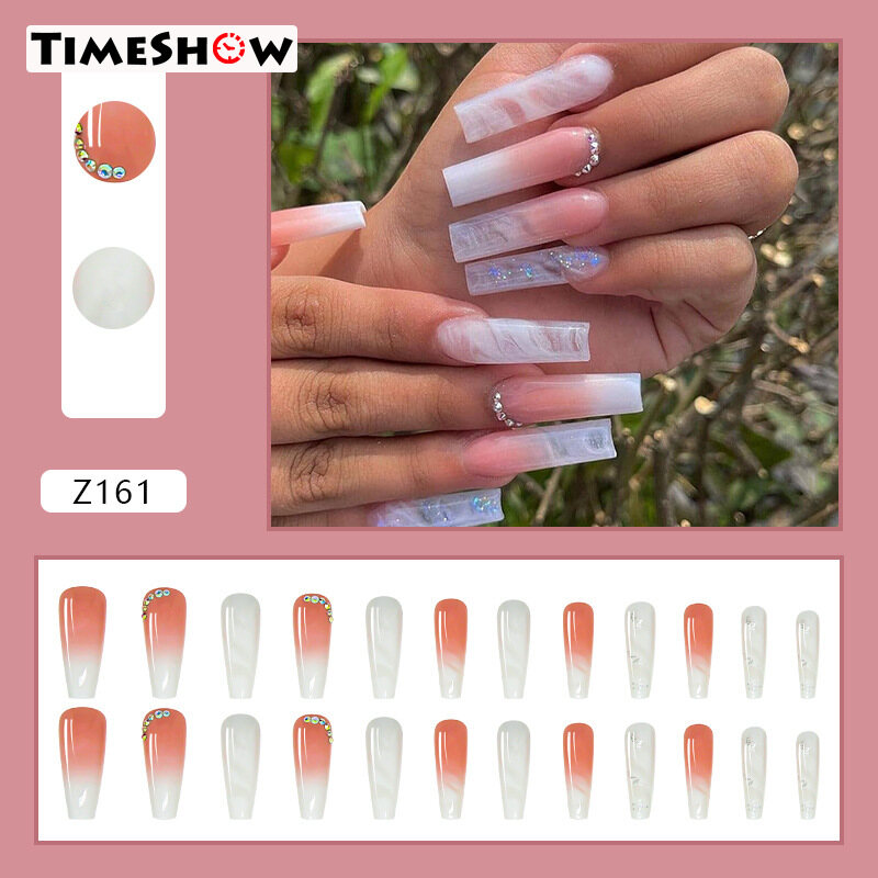 Gambar TimeShow Fake Nail Patch Long Short Paragraph Ballet Nails Purple Clouds Finished Nail Long Short Paragraph Fake Nail Patch Finished Nail Piece Best Gifts New Ballet Nails Purple Clouds Glue Type 24PCS