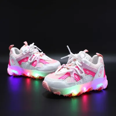 SABBG MALL shoes for kids girl shoes for kids Children Kids Baby Girls Boys Sneakers Bling Led Light Luminous Sport Shoes (1)