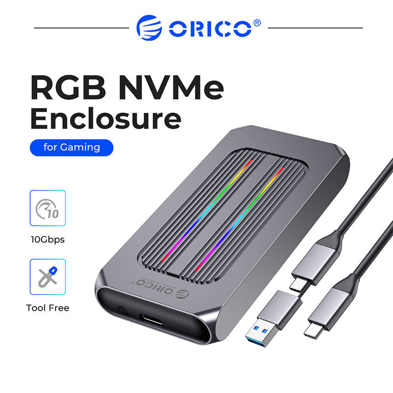 ORICO RGB M.2 SSD Trường Hợp 10Gbps M2 NVMe SSD Bao Vây Tất Cả Các Nhôm USB3.1 Gen2 Trường Hợp Đối Với Ổ Đĩa Trạng Thái Rắn Đối Với Gamer Chỉnh Sửa Video