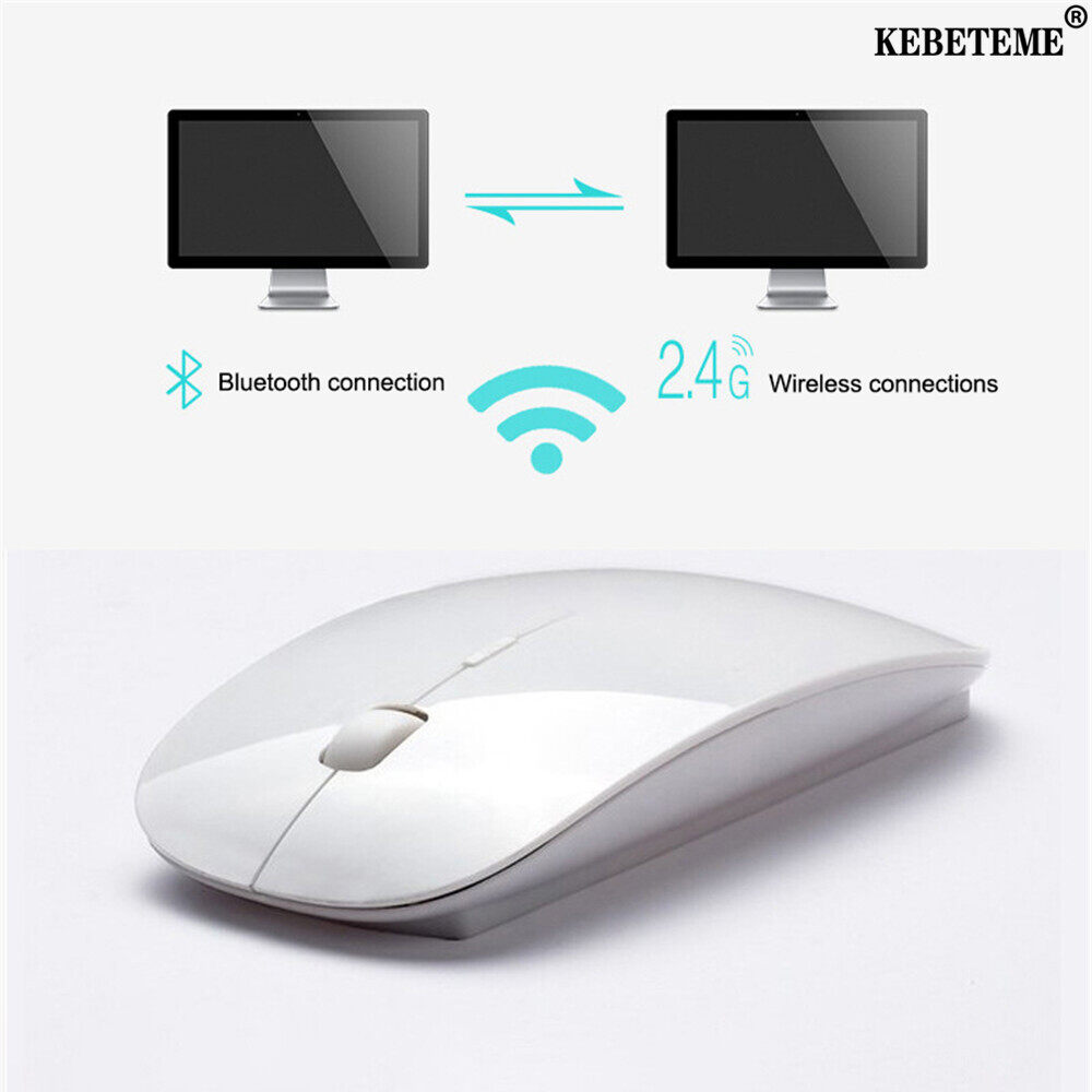 KEBETEME Bluetooth 5.0 2.4Ghz Không Dây Chế Độ Kép 2 Trong 1 Chuột Không Dây 1600 DPI Siêu Mỏng Chuột Quang Công Thái Học