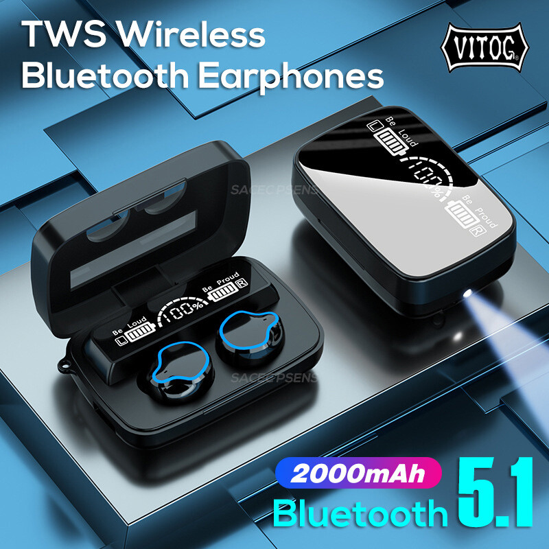 Vitog M9 Tai nghe bluetooth TWS với HD gương thông minh màn hình Tai nghe không dây mini LED hiển thị điện Tai nghe Stereo Tai nghe nhét tai earbuds cho điện thoại vs F9 A13 T9