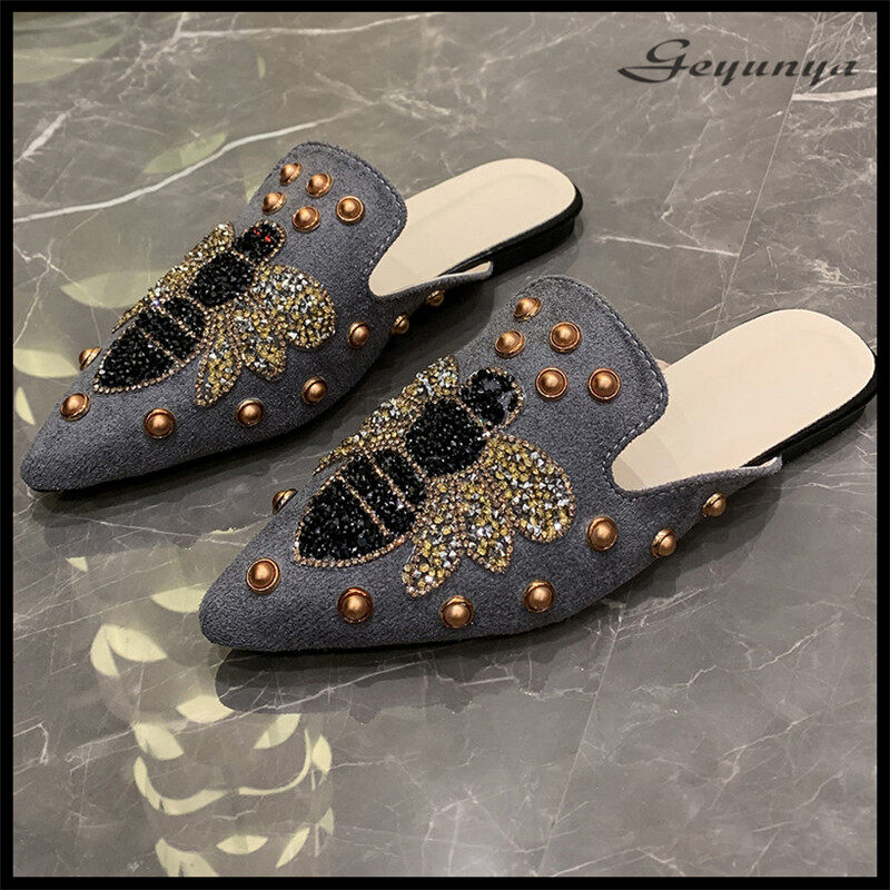 geyunya Fashion Women Mules Beautiful Bee Pattern Flat Sandals (Size 35-42) - 3