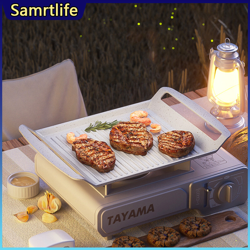 Gambar Samrtlife Baking Plate Outdoor Cassette Stove Camping Maifan Stone Baking Plate Induction Cooker  Barbecue Pot Portable Barbecue Special Frying Pan