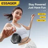 Essager 22.5W 10000MAh Kỹ Thuật Số Hiển Thị sạc dự phòng S Được Xây Dựng Trong Type-C Cáp Nhanh Chóng Sạc sạc dự phòng Với Một cáp có thể thu vào Với Ánh Sáng Trên Và SOS Ánh Sáng Ngoài Trời Leo Núi Nút Khóa Cho Iphone16 15 Xiaomi Huawei Samsung Máy Tính