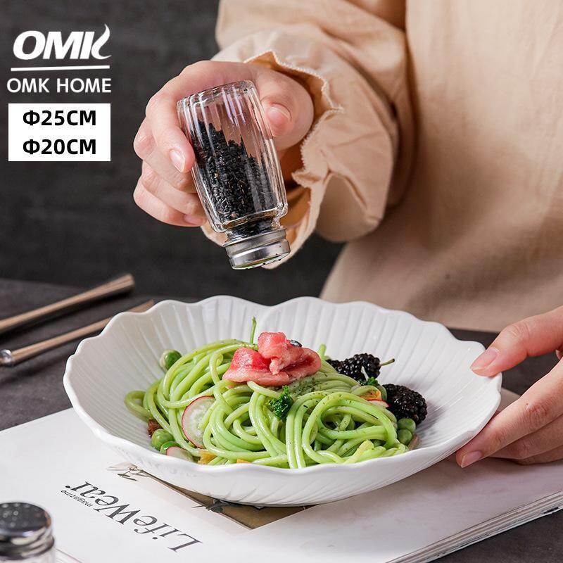 OMK Minimalist style Ceramic Flower Shape deeep Plate Soup plate ราคา 195 บาท*ส่งฟรี