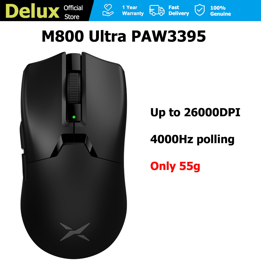 Delux M800 Ultra PAW3395 Bluetooth Gaming Mouse DPI MAX 26000 RGB Wireless