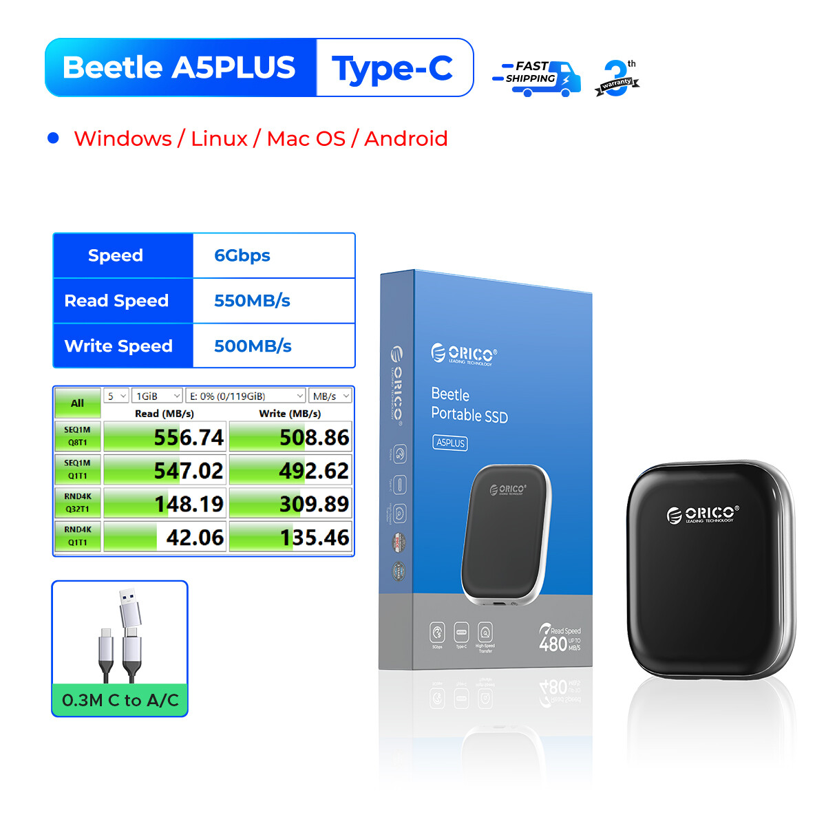 ORICO Bọ Cánh Cứng xách tay SSD 1000 MB/giây bên ngoài ổ cứng lưu trữ thể rắn 2TB 1TB 512GB USB 3.2 