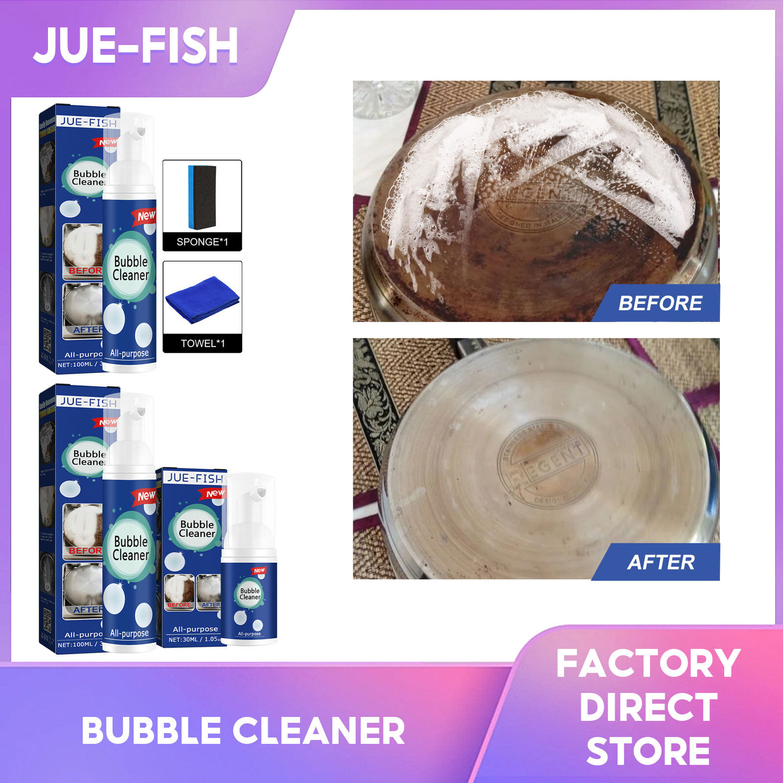Jue-Fish Kitchen Oil Stain Foam Cleaner Rust Remover Degreaser Multi-Purpose Bubble Foam Cleaner Grease Grime Remove Tools Range Hood Oil Stain Detergent Remover Lampblack Cleaner ราคา 165 บาท*ส่งฟรี