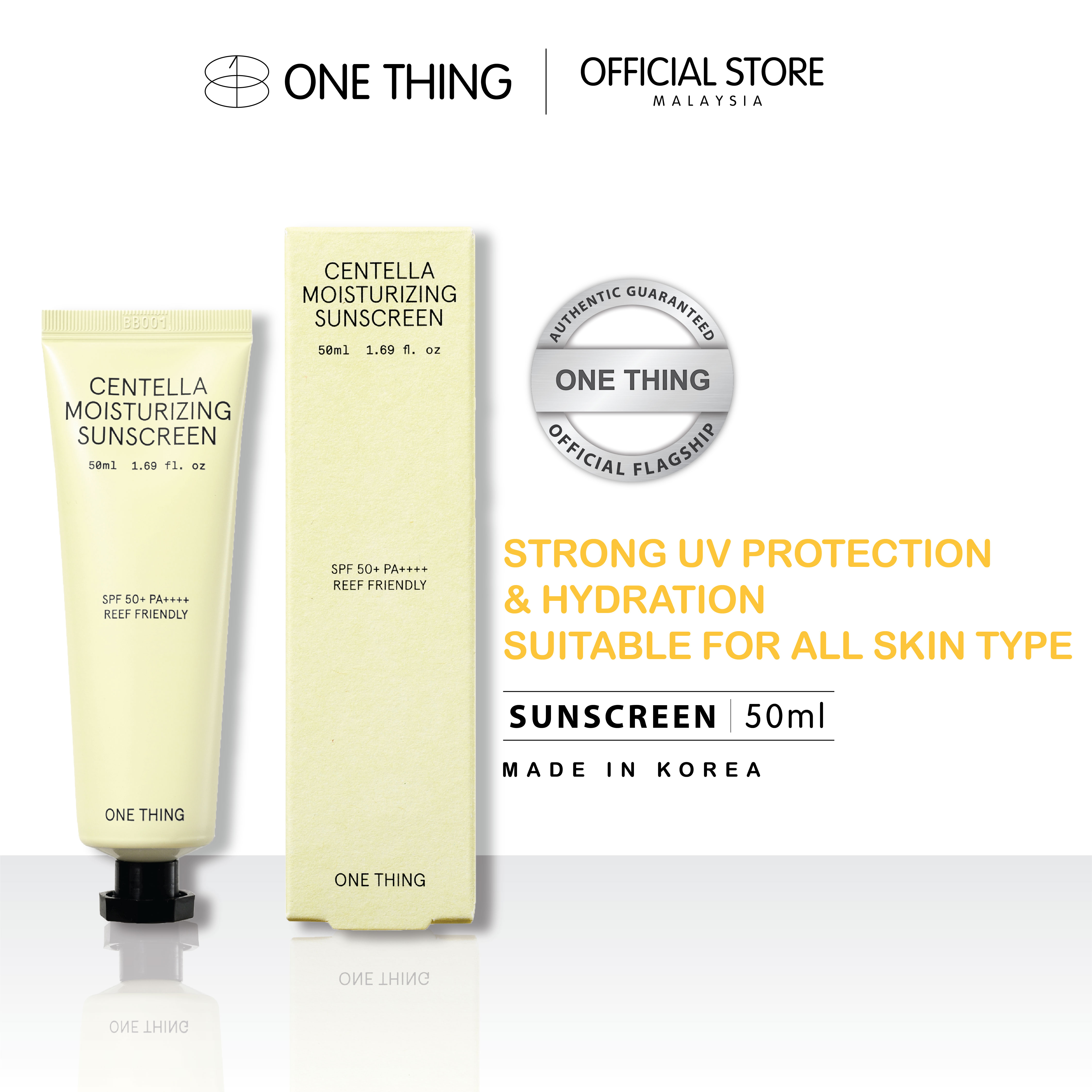 Gambar ONE THING Centella Moisturizing Physical Sunscreen SPF 50+ PA++++ [Sun Protect   Moisturizing]