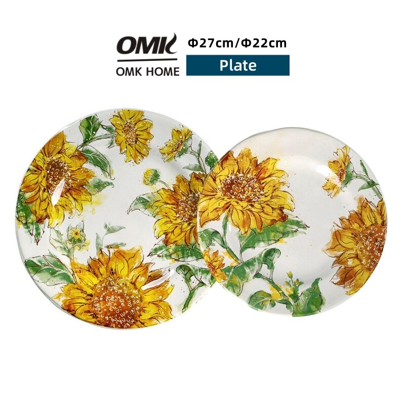 Omk hướng dương loạt gốm đĩa cơm tối 8.6 inch và 11 inch