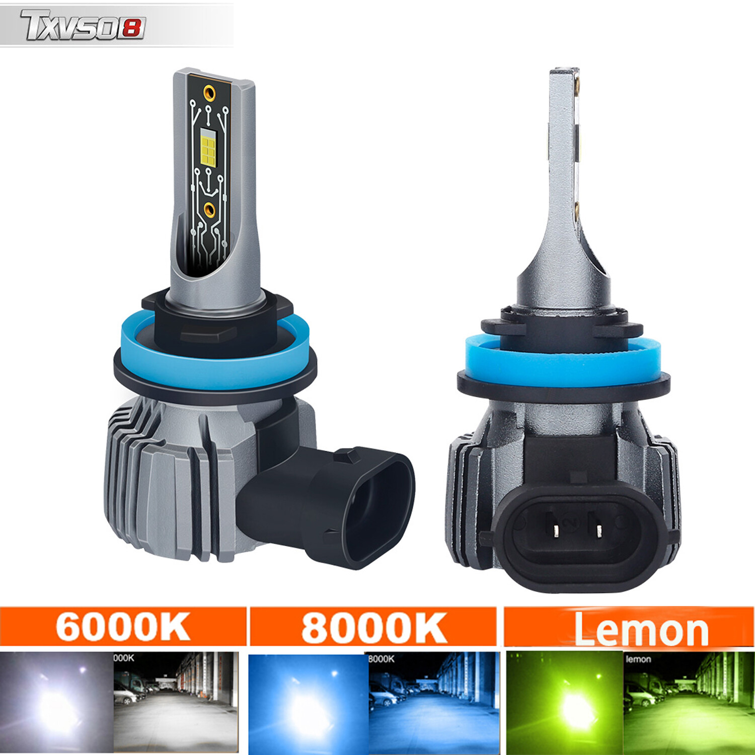 Txvso8 1 cặp đèn pha xe hơi led h11 h1 h4 h3 h7 h11 h8 h9 9005/hb3 9006/hb4 20000lm 100w 6000k 8000k đèn pha đèn sương mù đèn pha led tự động đèn xe hơi 12v 24v cắm và chạy