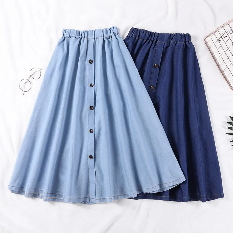 jean skirt with buttons