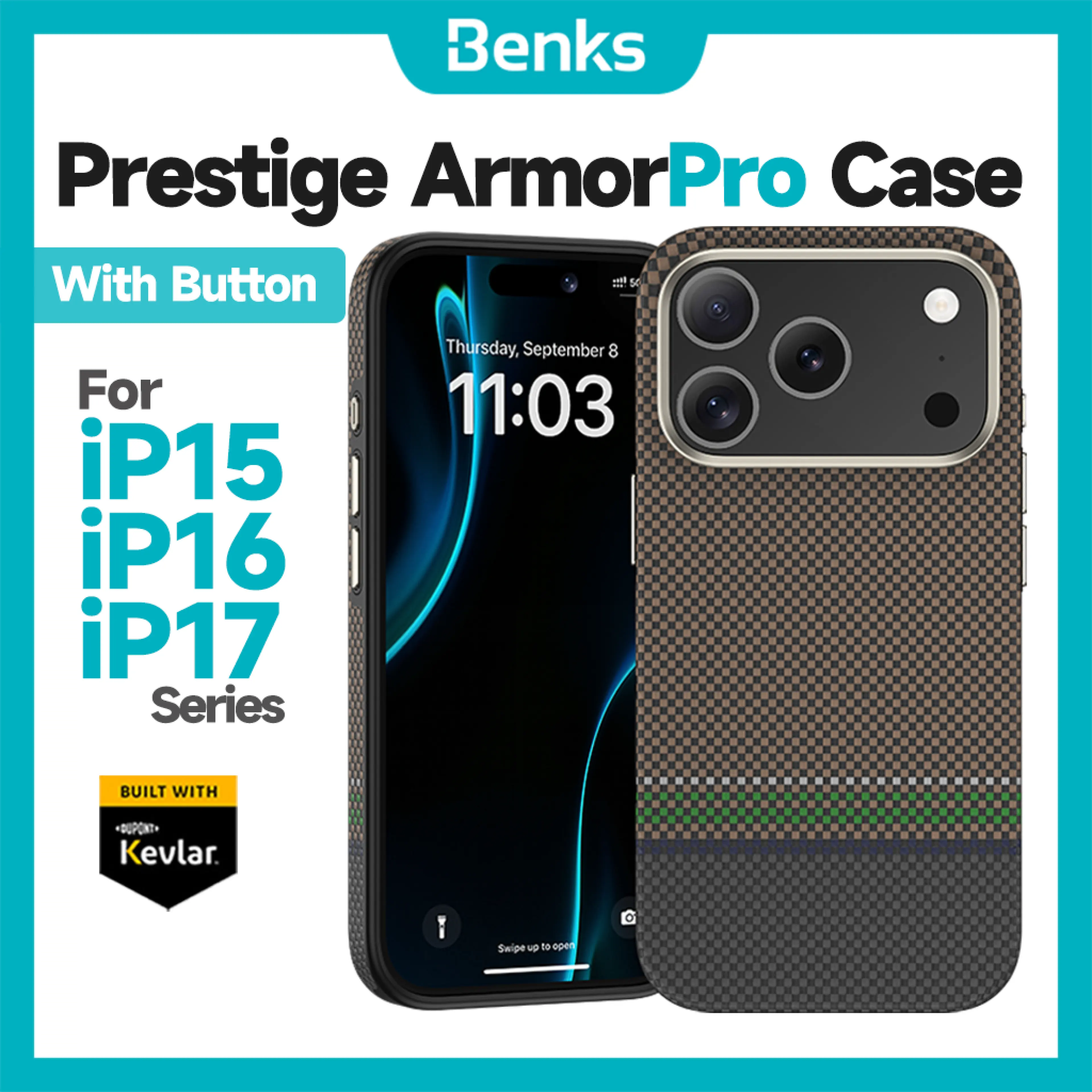 Benks Magnetic Prestige ArmorPro Case Built with Kevlar Aramid Fiber for 16 Pro Max IPhone 17 Pro Max with Camera Button All-inclusive Shockproof Phone Protection Cover Ultra IPhone 15 Pro Max