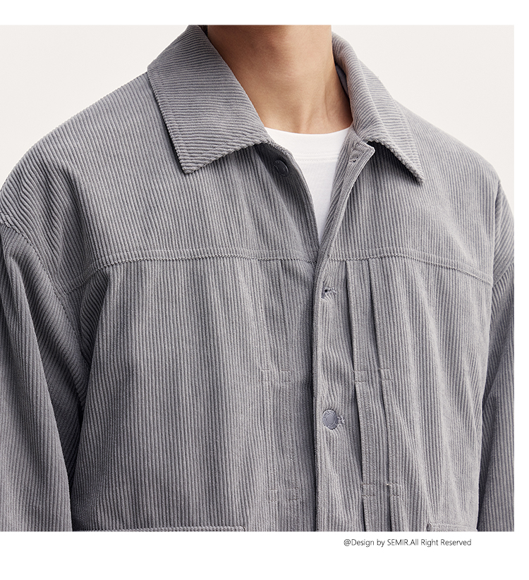 Semir Men'S Jacket For Autumn 2024 Made Textured Vintage Corduroy Fabric Featuring Stylish Versatile Work Clothes-Inspired Top Perfect For Fashionable Look · v4