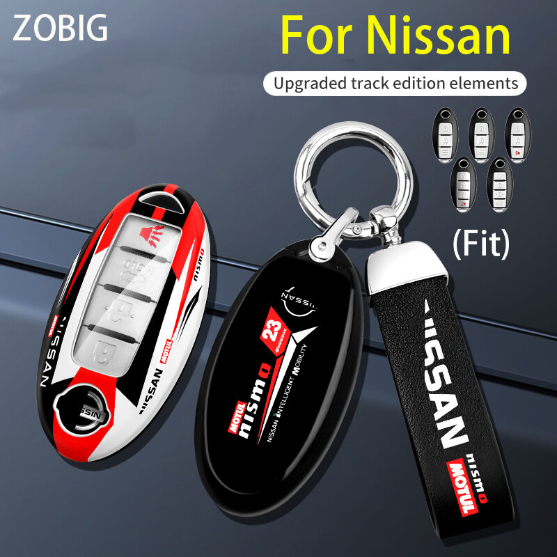 ZOBIG Racing Style ABS Key Fob Cover for Nissan Car Key Case Shell with Keychain Fit For Nissan Almera X-Trail Sylphy Navara March Datsun Sunny Teana Juke Key Original Remote control shell ราคา 382 บาท*ส่งฟรี