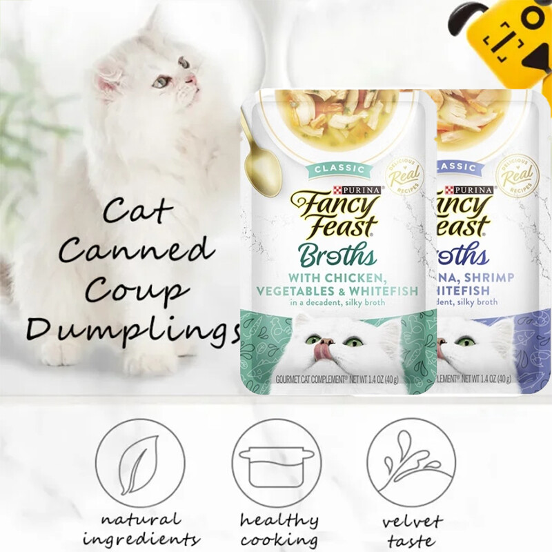Fancy Feast Pet Cat Wet Food Broth Snacks High Protein Rich in Multi-vitamins Excellent Ingredients Suitable for Cats of All Ages ราคา 719 บาท*ส่งฟรี