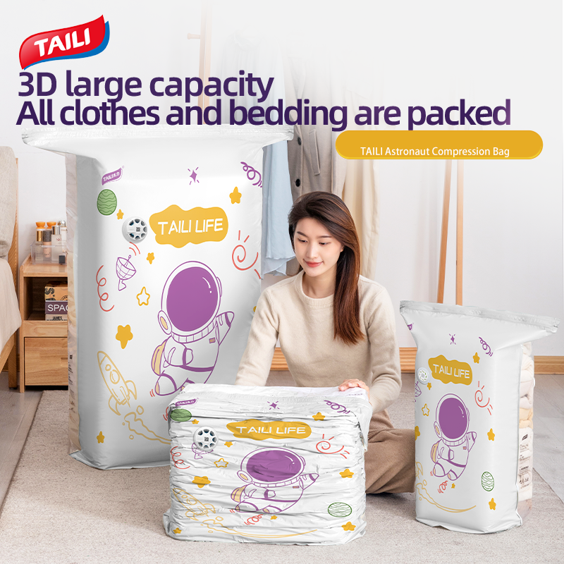 TAILI upgraded antibacterial vacuum compression bag does not require a pump, large sealed plastic storage bag to store clothing blankets compression bag sets moving travel storage bag cotton quilt special clothing storage bag ราคา 26 บาท*ส่งฟรี