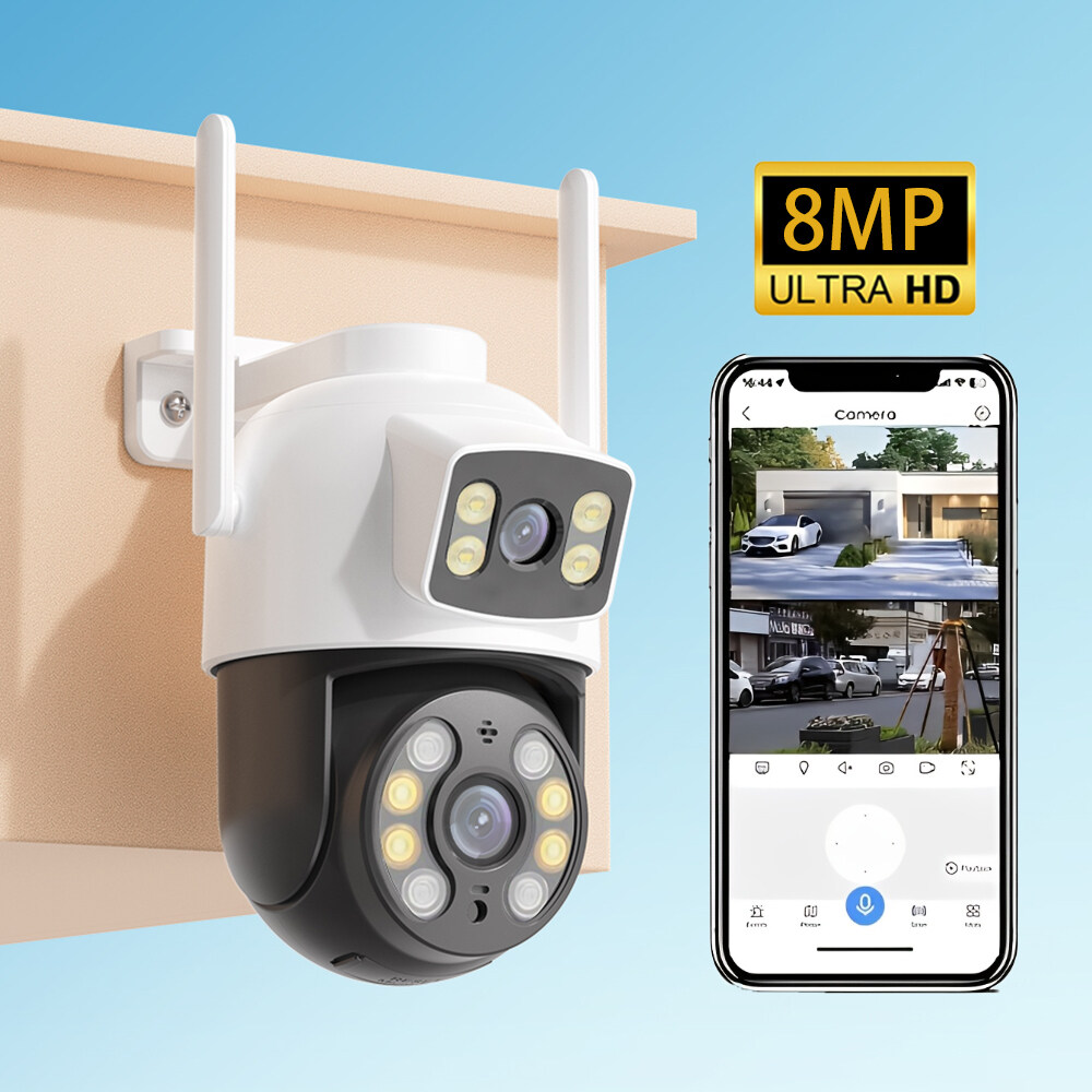 V380 PRO APP CCTV HD 4K 8MP Dual Lens Camera WIFI PTZ Indoor and 0utdoor IP Security Camera Auto Tracking Waterproof Full Color Night Vision Two-way Call Alarm Surveillance Camera