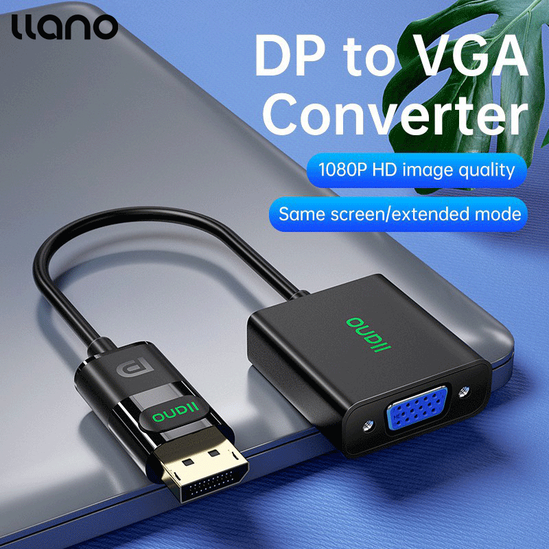 llano Cáp Chuyển Đổi Cổng Hiển Thị DP Sang VGA Bộ Chuyển Đổi Đực Sang Cái HD Máy Chiếu Màn Hình TV Cho Máy Tính PC
