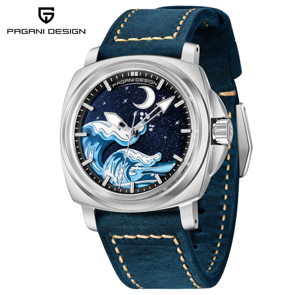 PAGANI DESIGN Original Mechanical Men Watch Automatic Stainless Steel Case Japan NH35A Movement AR+AF Sapphire Glass 100M Waterproof Leather Strap Wristwatch PD-YS014 ราคา 5,925 บาท*ส่งฟรี
