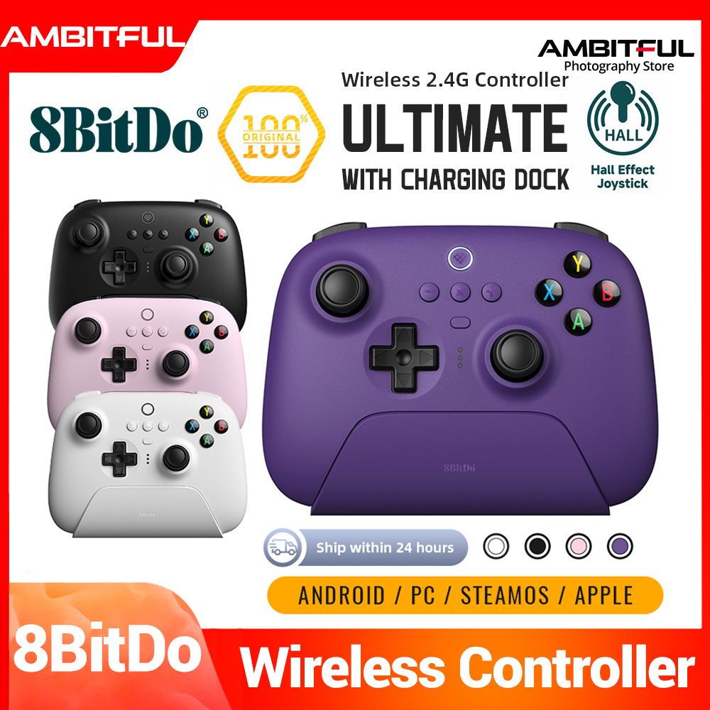 8Bitdo Ultimate 2.4g Wireless Controller ALPS Hall Effect Joystick Switch Controller with Charging dock for PC Steam Deck and iPhone Android TV ราคา 1,491 บาท*ส่งฟรี