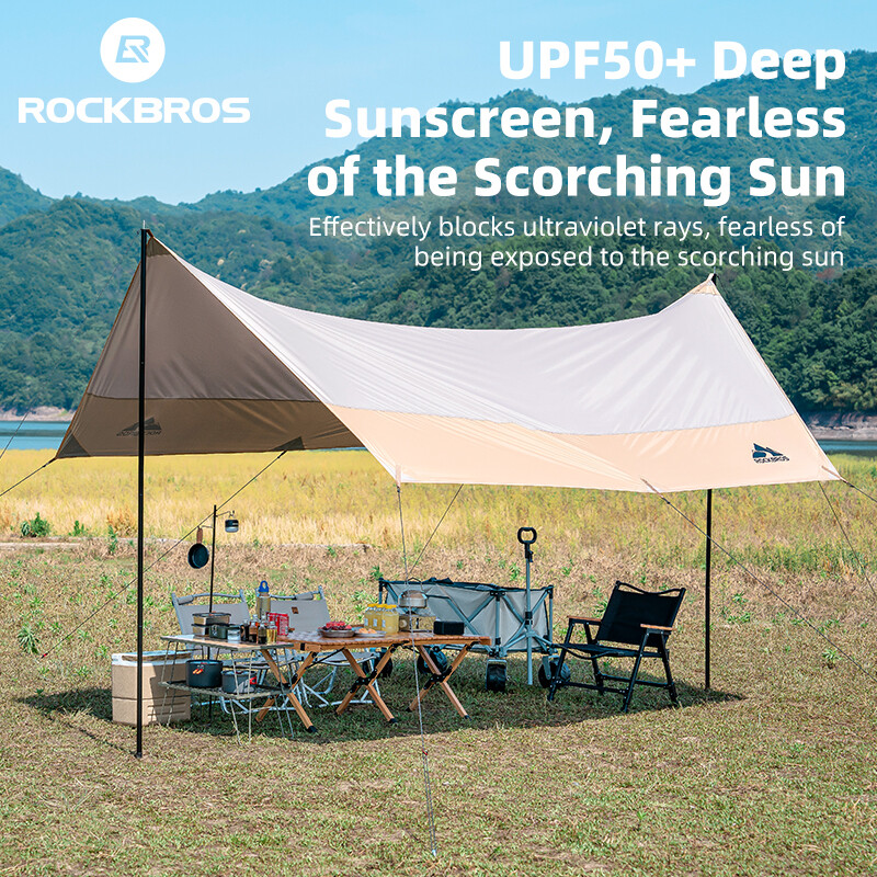 ROCKBROS Camping Tarp Tent 12 ㎡ 6-8 People Waterproof Canopy Tent Sunscreen UV Protection Awning Shade Garden Outdoor Beach Sun Shelter 4.3*2.9m ราคา 4,611 บาท*ส่งฟรี