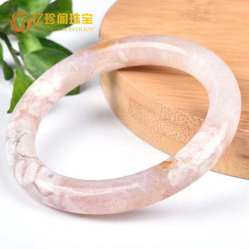 Hoa anh đào tự nhiên Vòng đeo tay tròn vòng tay mã não Quà Tặng Ngày Valentine