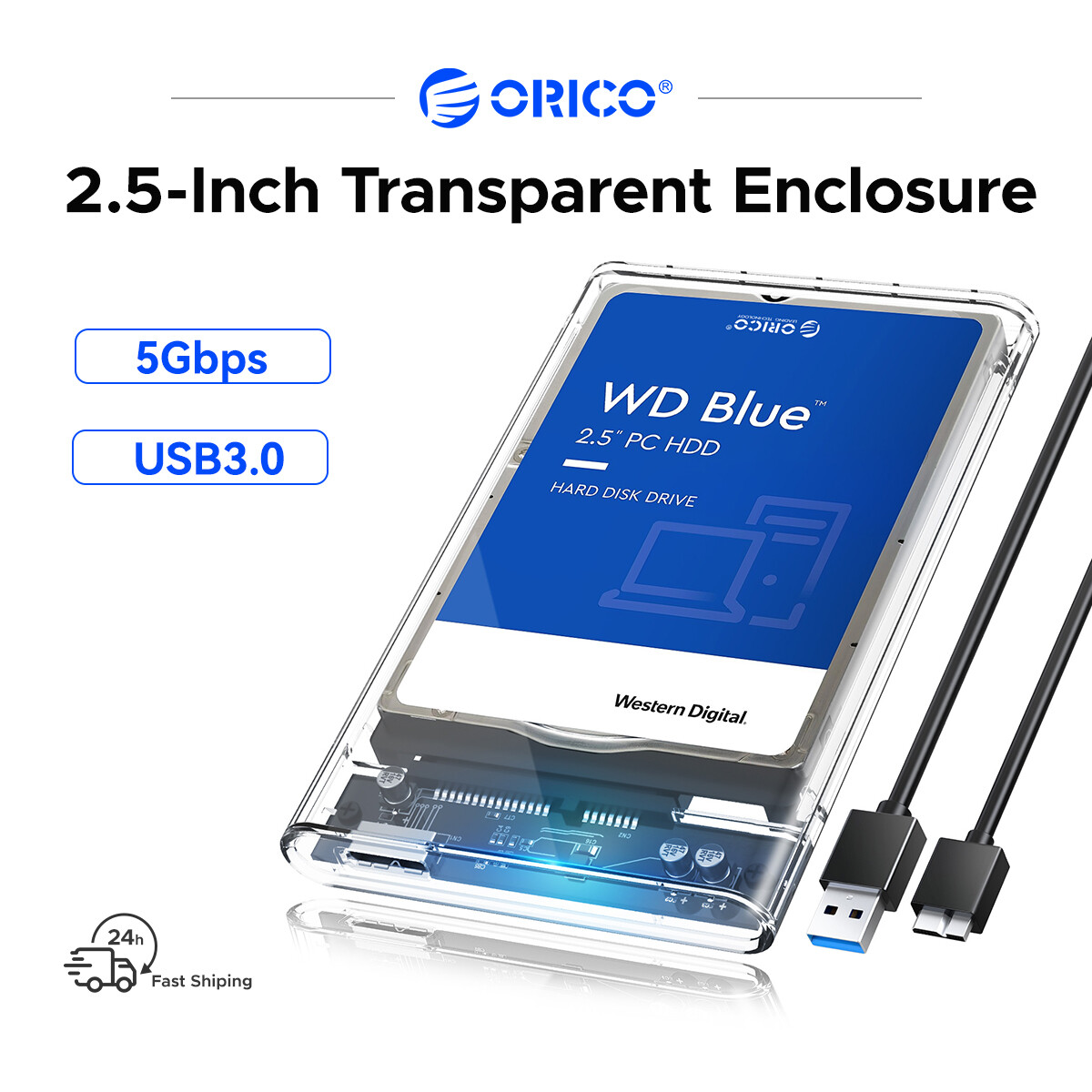 ORICO 2.5 Inch Trong Suốt SATA Để USB3.0 / Type-C Trường Hợp Ổ Cứng Công Cụ Miễn Phí Bên Ngoài HDD Bao Vây Cho PC Máy Tính Xách Tay SSD/HDD 6Gbps