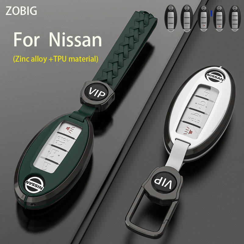 ZOBIG zinc alloy for Nissan Key Fob Cover Premium Car Key Case Shell with Fashion Keychain fit Nissan Teana X-Trail Qashqai ราคา 319 บาท*ส่งฟรี